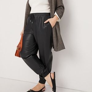 Anthropologie Avec Les Filles Black Faisa Faux Leather Jogger Pants Medium NWT